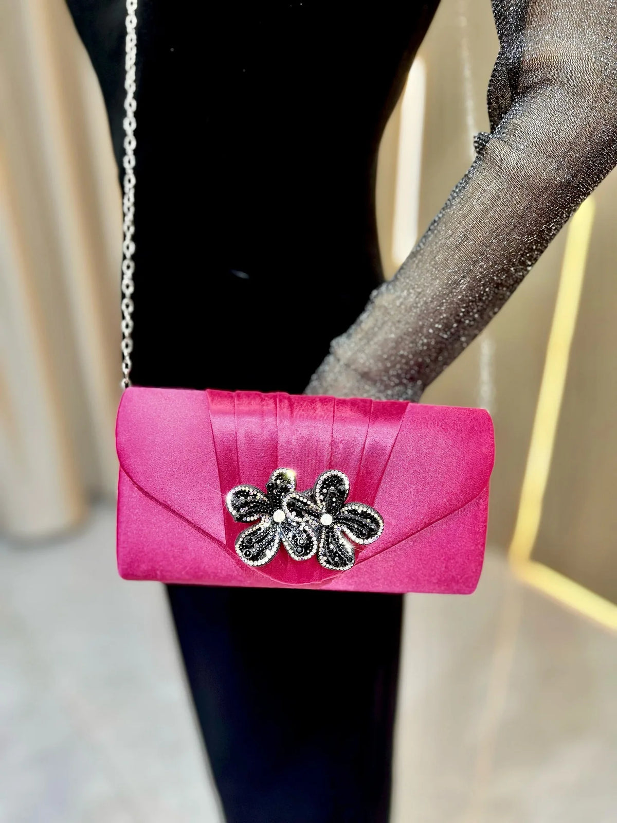 Elegant Satin Diamond Clutch Crossbody Bag for Women