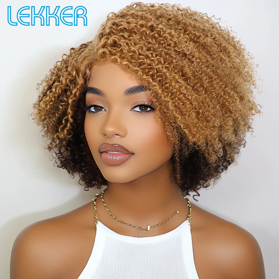 Glueless Kinky Curly Human Hair Lace Bob Wig for Women