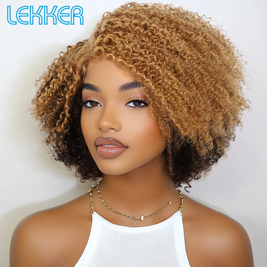 Glueless Kinky Curly Human Hair Lace Bob Wig for Women