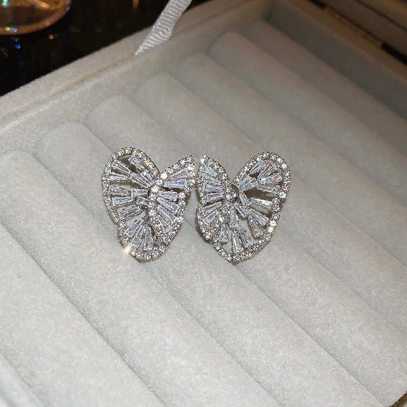 Cubic Zirconia Butterfly Stud Earrings