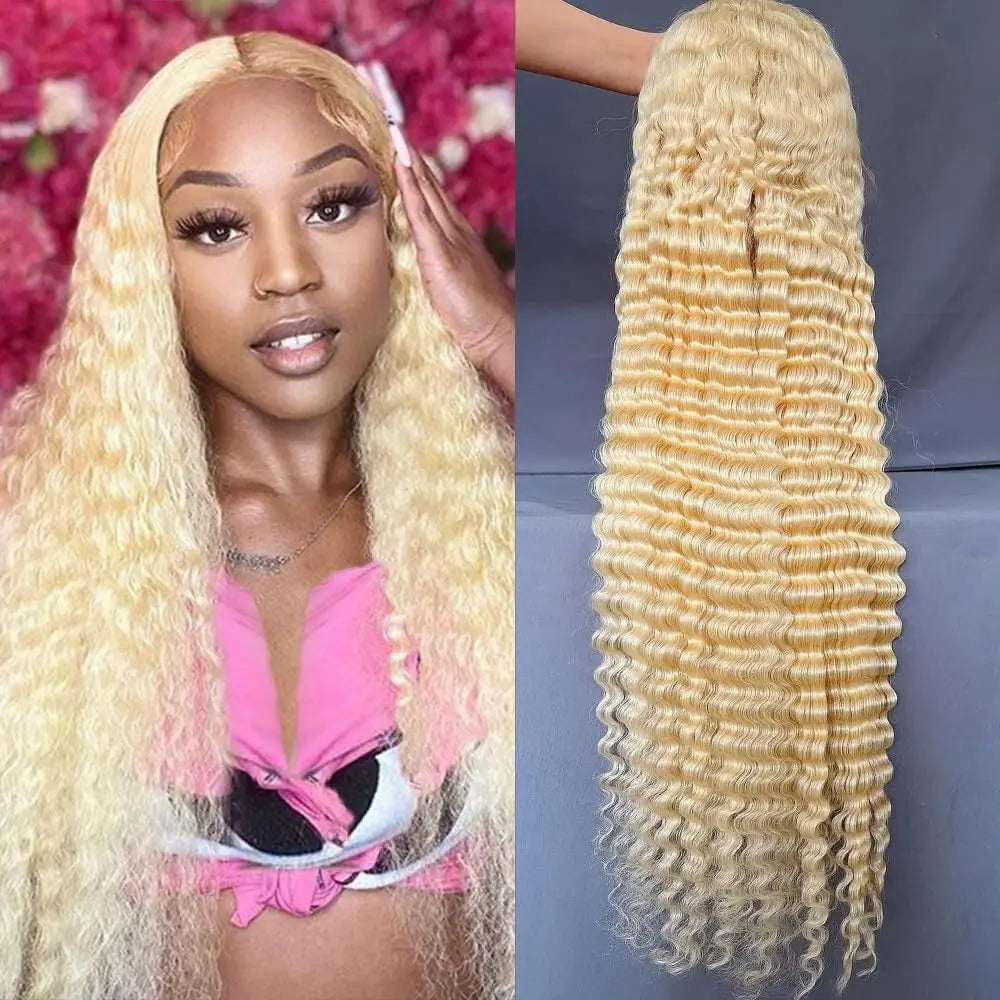Long Deep Wave Lace Front Human Hair Wig for Women