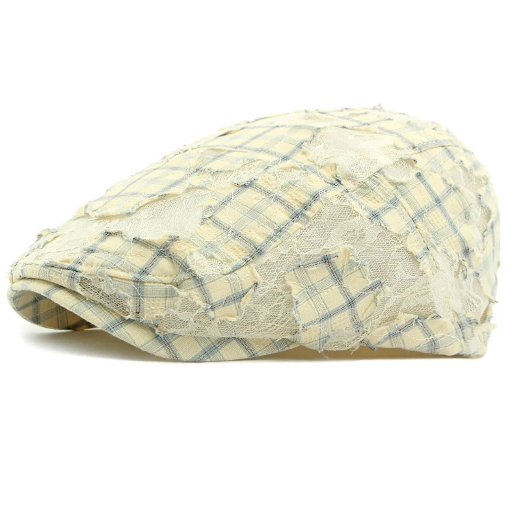 Spring Summer Floral Lace Mesh Beret Hat for Women