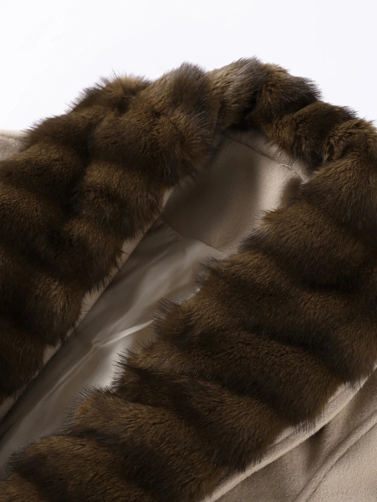 Vintage Women's Fur Coat Elegant Open Collar Thicken Full Sleeve Jacket With Furs Female 2025 New Autumn Winter Woman Clothes