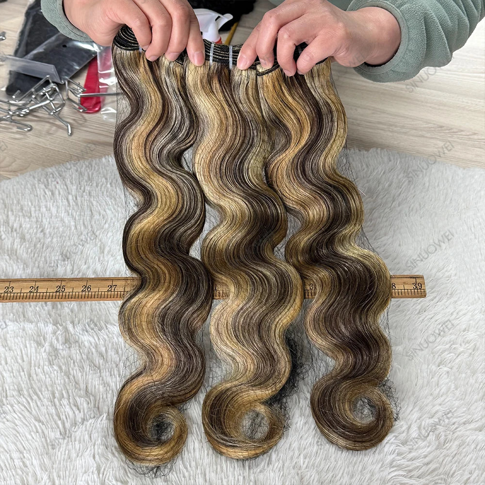 Honey Blonde Highlight Body Wave Hair Bundles for Women