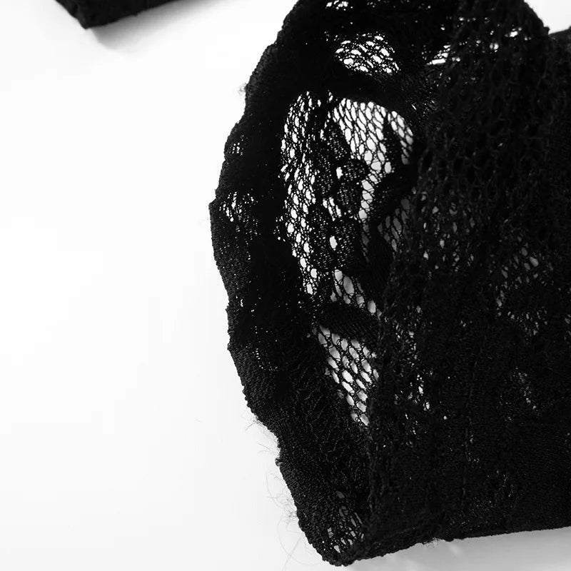 FAGADOER Sexy Mesh Leggings Pants Women Black See Through Hollow Out Skinny Lace Pants Female Party Club Streetwear 2025 New