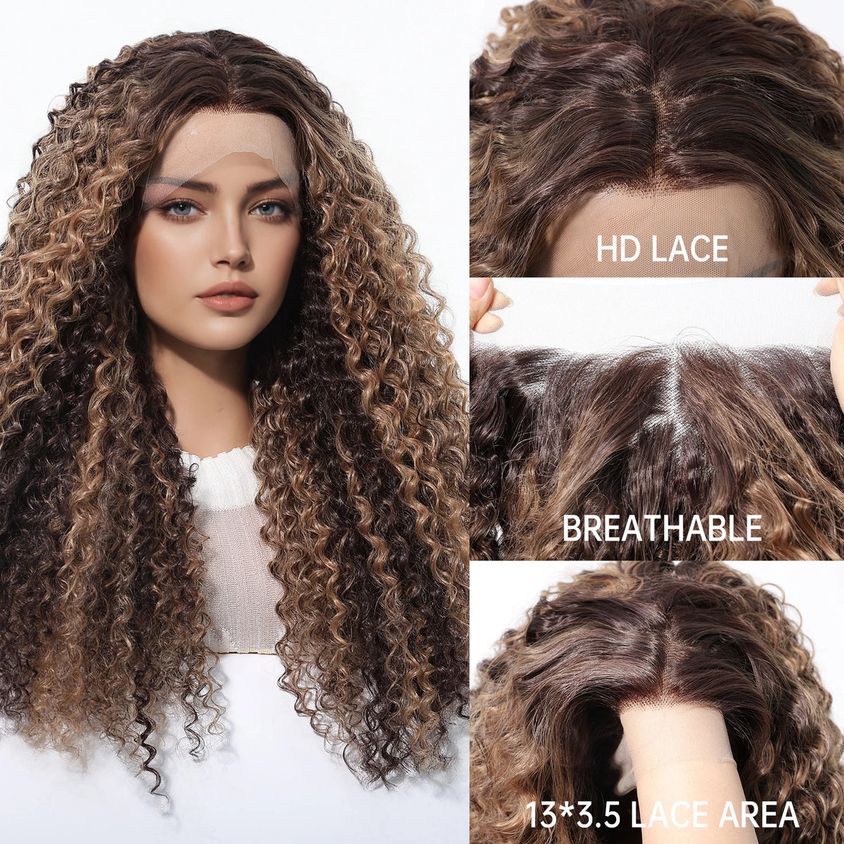 Pre Plucked Glueless Deep Curly Blonde Lace Front Wig for Women