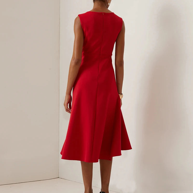 Elegant Knot Front Irregular Hem A Line Dress For Women