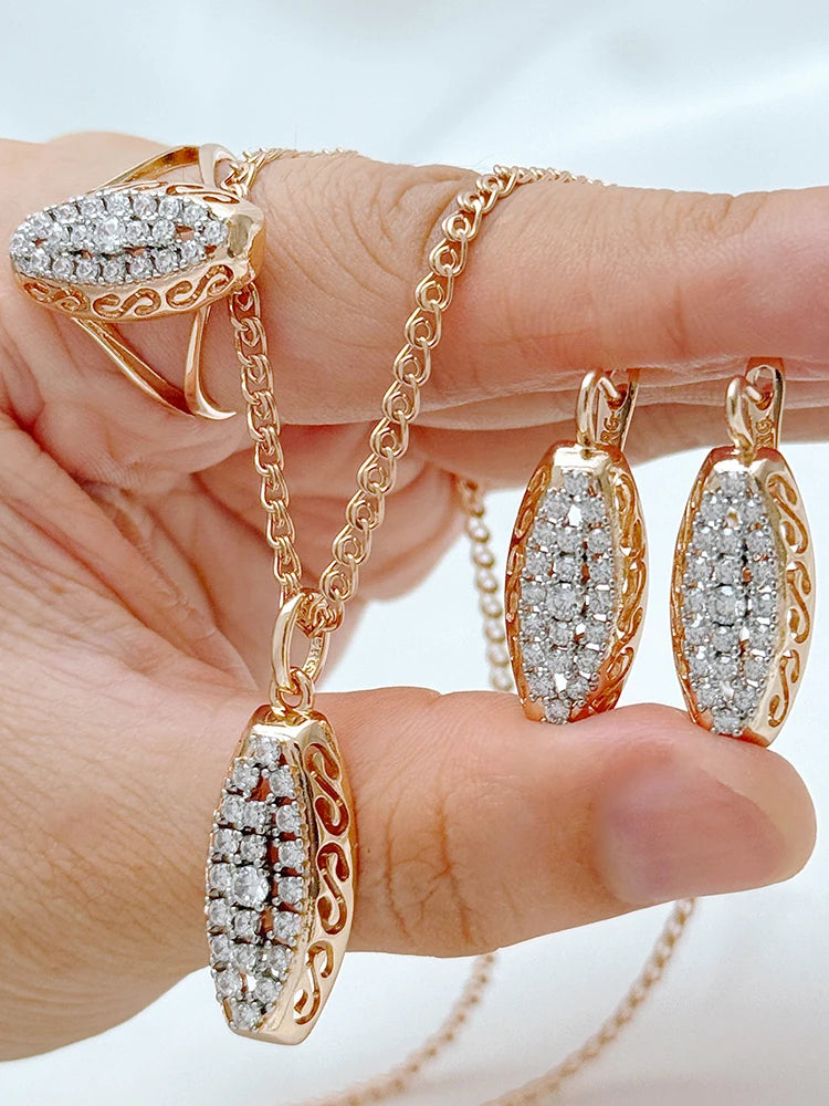 Rose Gold Zircon Bridal Jewelry Set