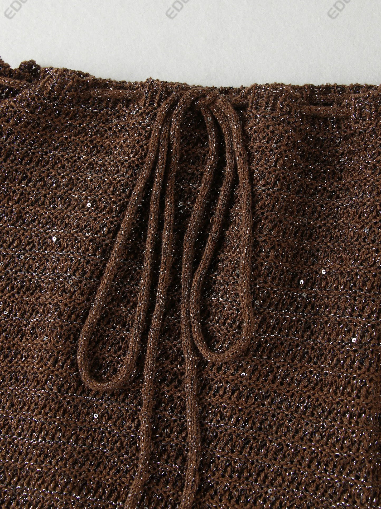 Women Knit Beach Set Sexy Wrap Backless Lace-up Sleeveless Top Mini Skirt 2-piece 2025 Chic Summer Outfit Swimwear Cover Up K153