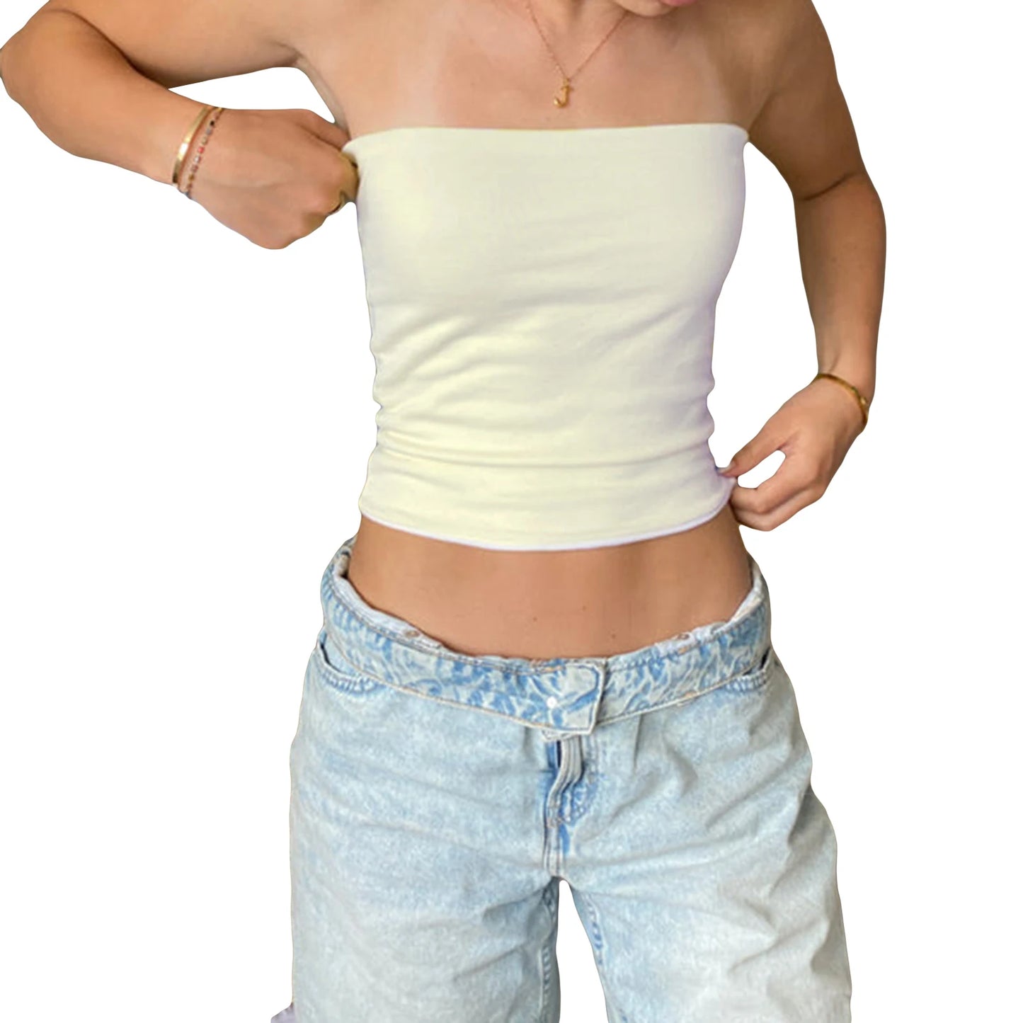 Strapless Off Shoulder Sleeveless Crop Top for Women