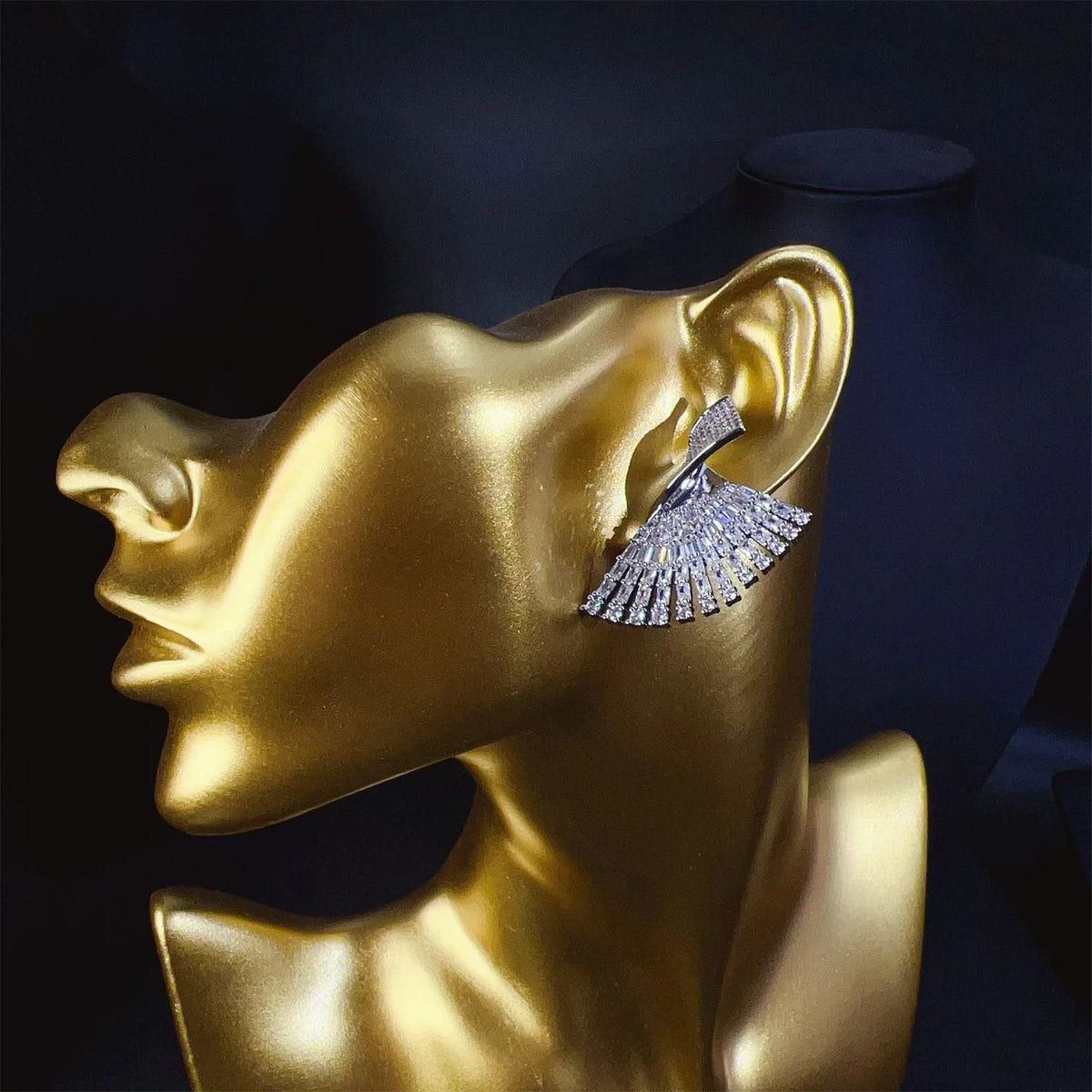 Sparkly Zircon Fan-Shaped Drop Earrings for Women Collection