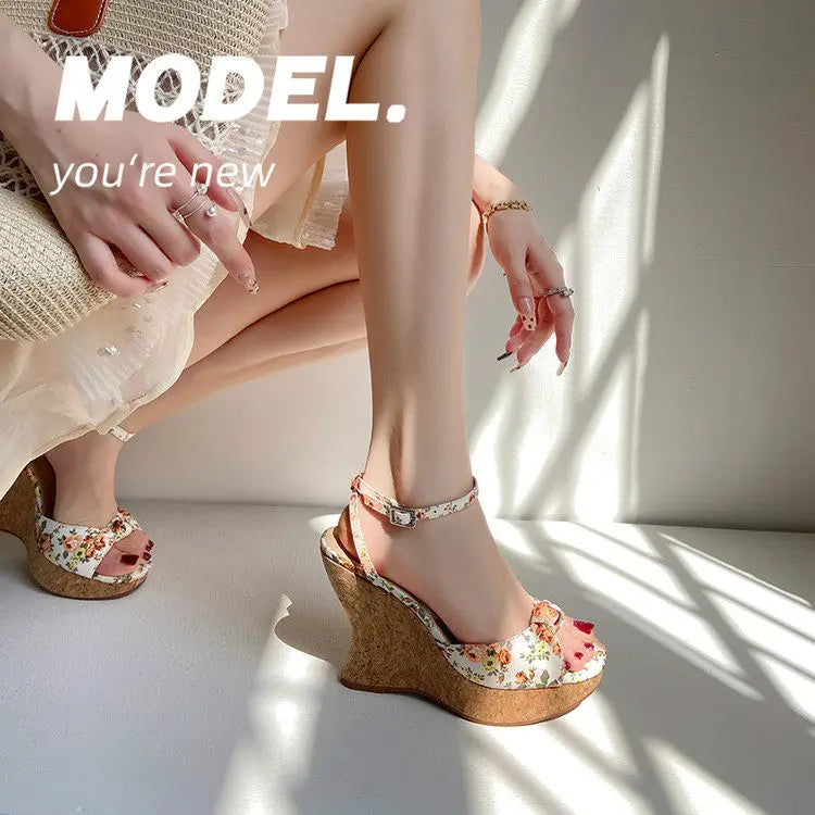 Summer Satin Peep Toe Slingback Wedge Platform Bow Sandals for Women