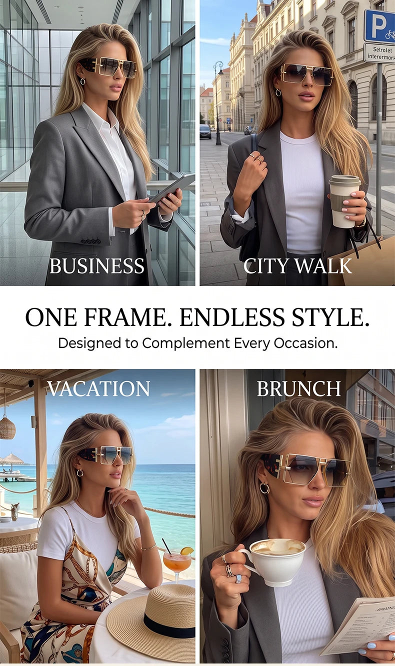 Vintage Hollow Metal Frame Rectangle Sunglasses for Women