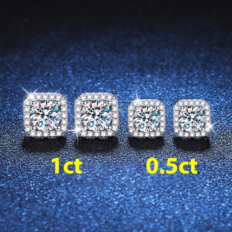 Moissanite Stud Earrings in Sterling Silver for Women