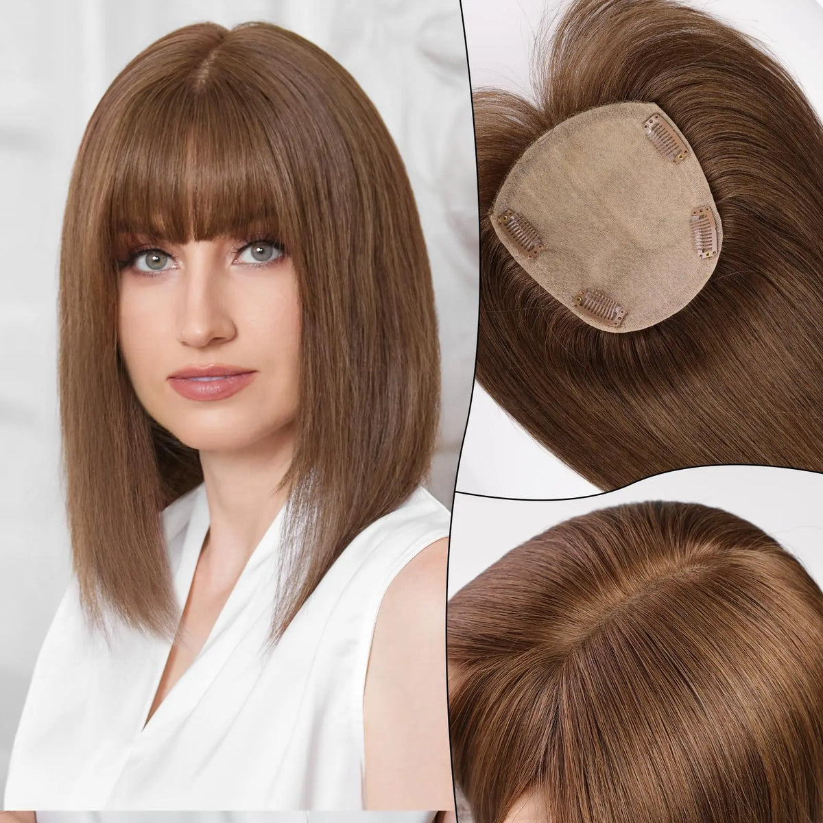Golden Brown Blonde Mixed Remy Human Hair Topper for Women
