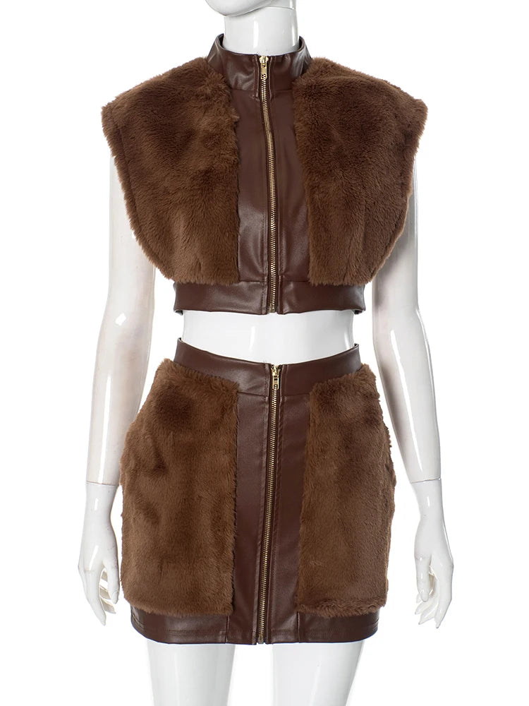 Urban Zip-Up Crop Tank Two-Piece Set for Women Streetwear Look