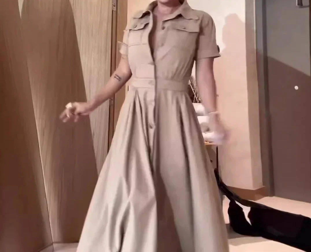Short Sleeved Lapel Dresses for Women Streetwear New Casual Dress Fashionable and Versatile Y2k Skirt for Female 2024 Autumn