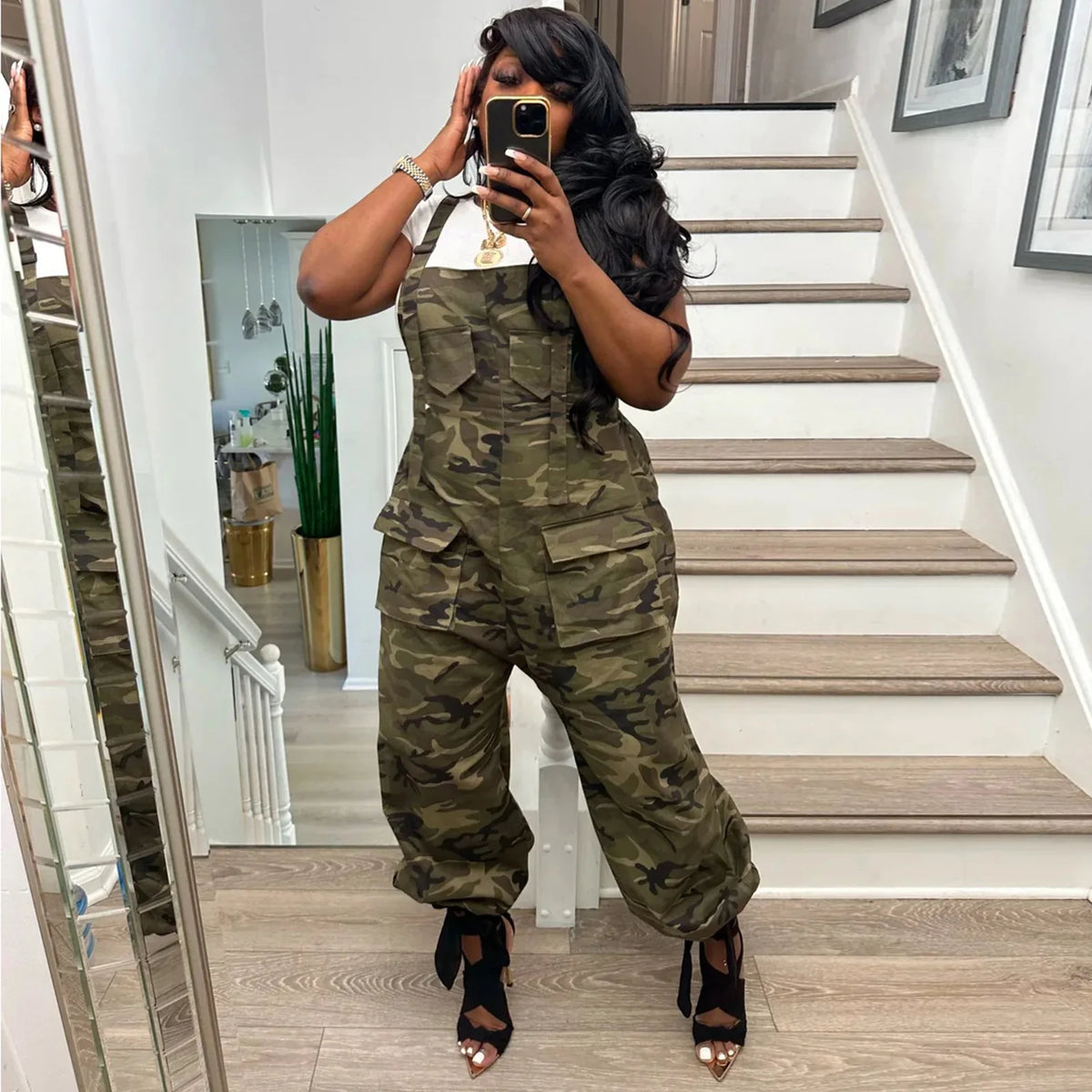 Camouflage Cargo Pocket Jumpsuit
