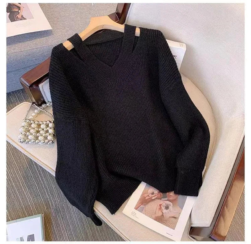 Soft V-Neck Knit Sweater