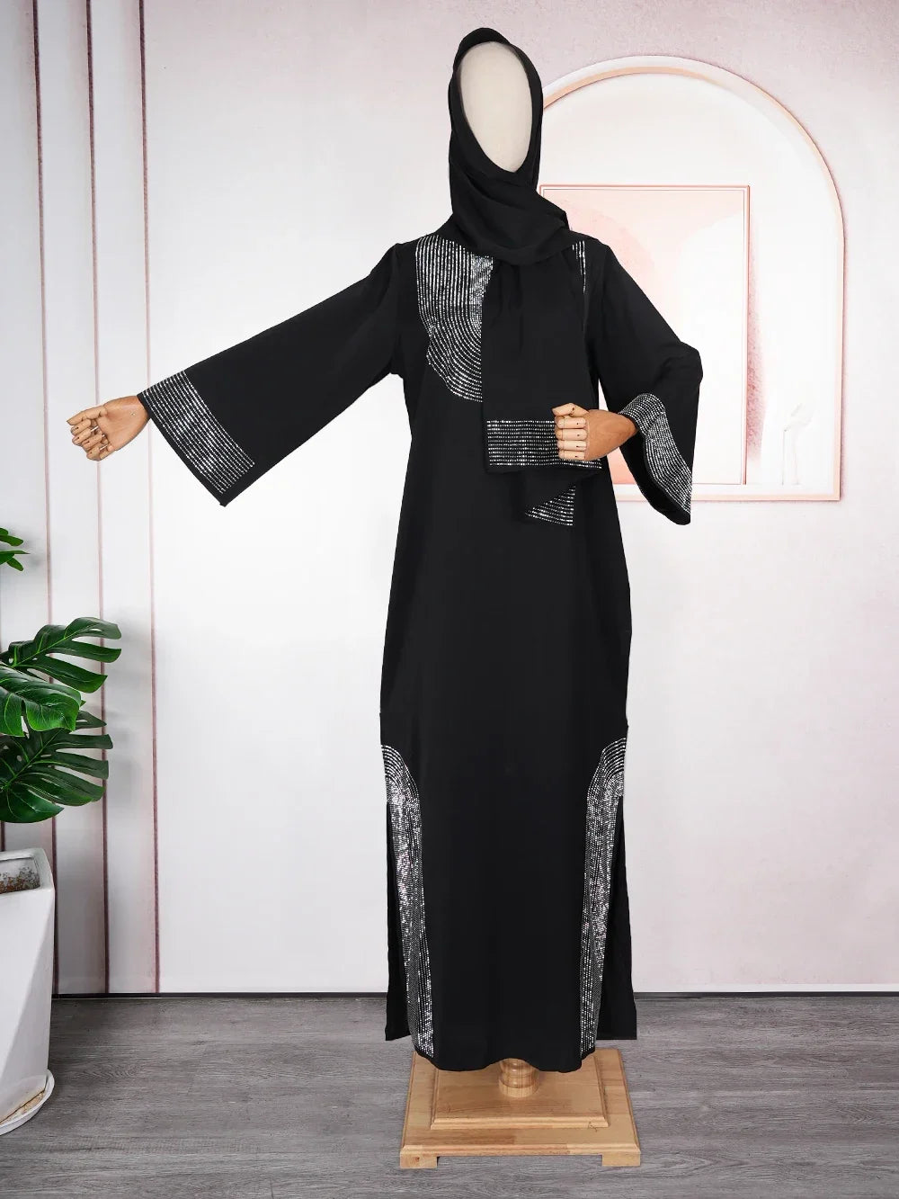Beaded Chiffon Abaya Dress