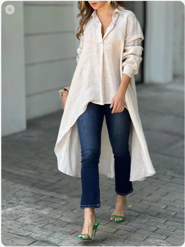 Long Sleeve Irregular Front Top