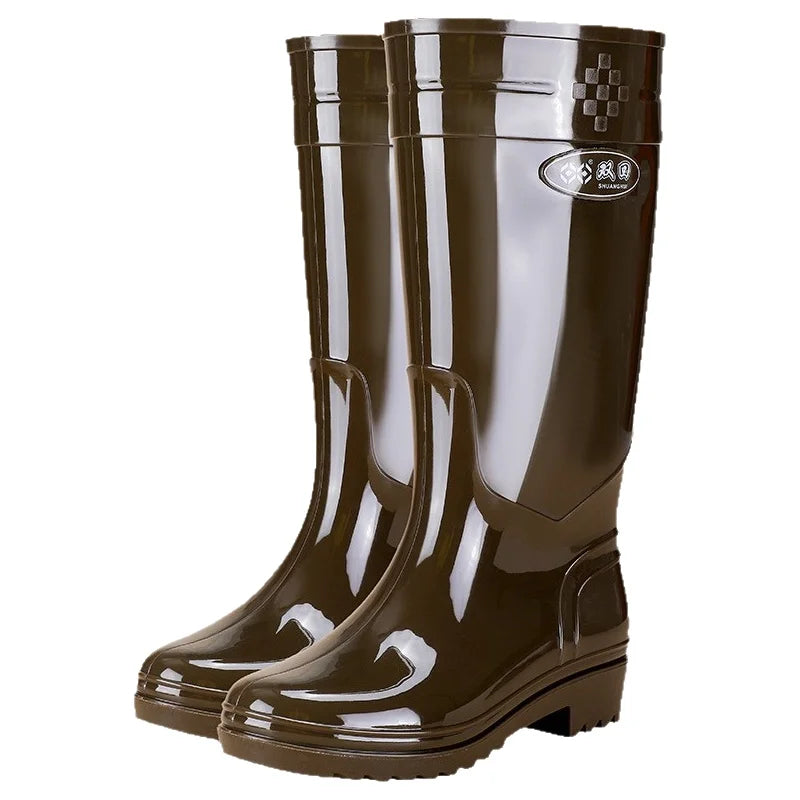 Bright Green Knee High Rain Boots With Antislip Sole for Women