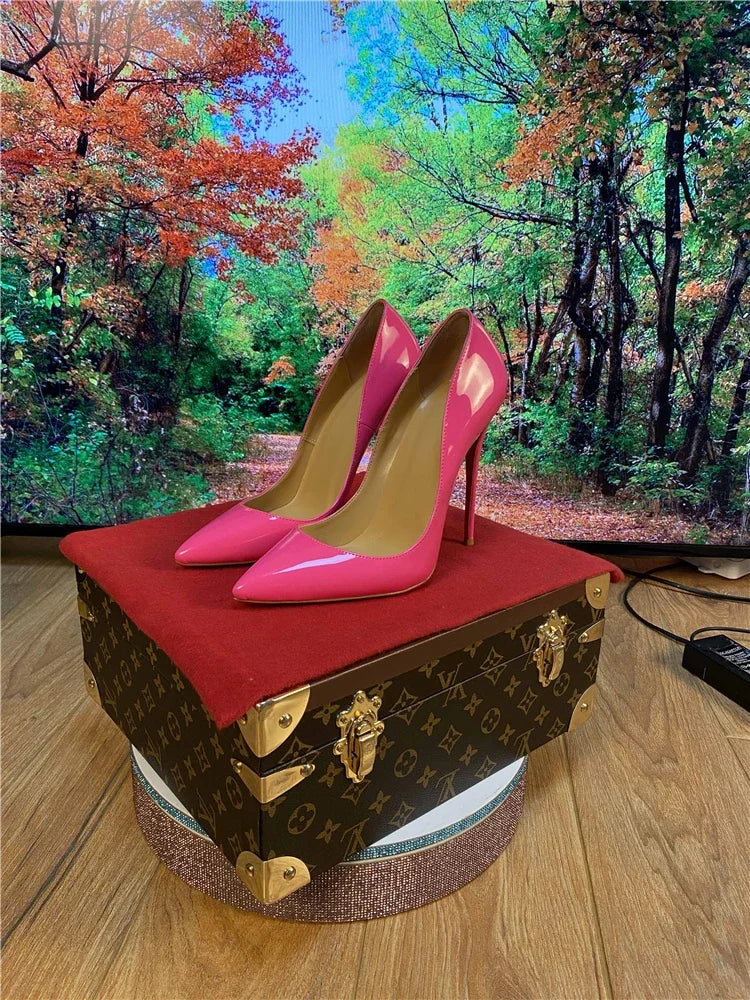 Pointed Patent Leather Slim High Heel Pumps for Women