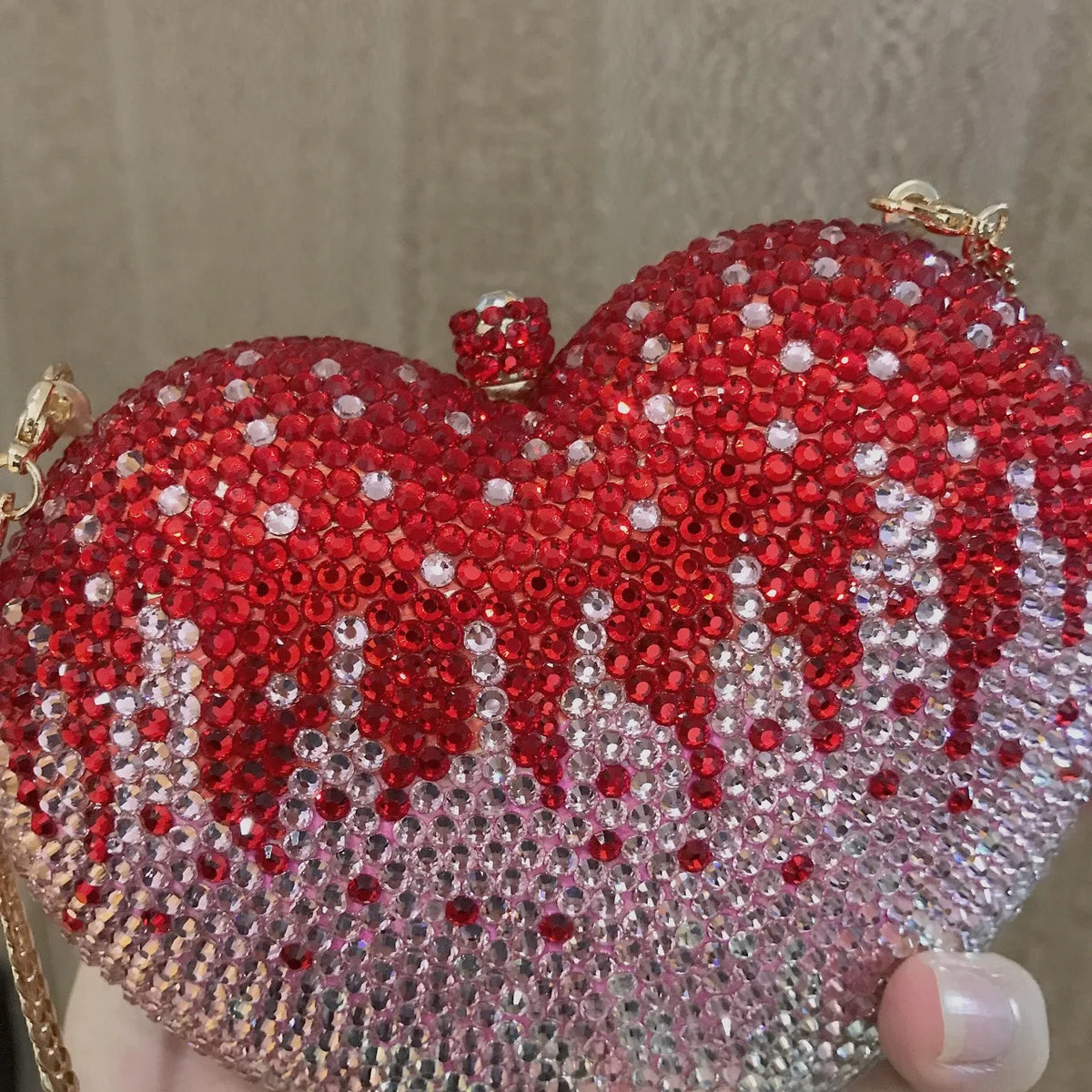 Rhinestone Heart Shaped Evening Clutch Handbag for Women