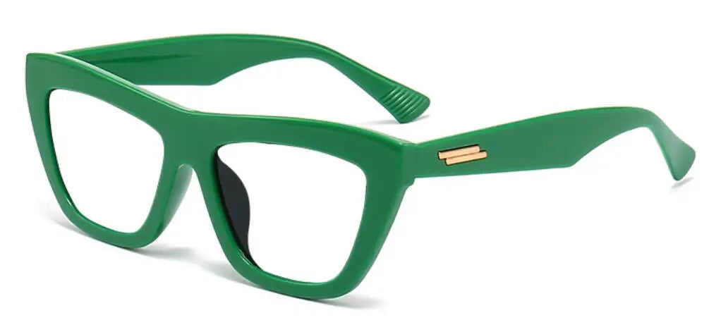 Clear Green Reading Glasses With Gold Stripe Frame for Women