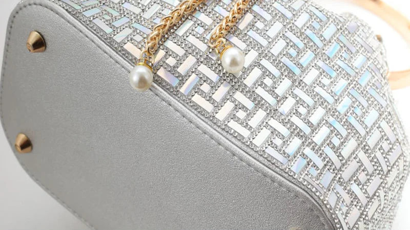 Rhinestone Evening Bucket Handbag