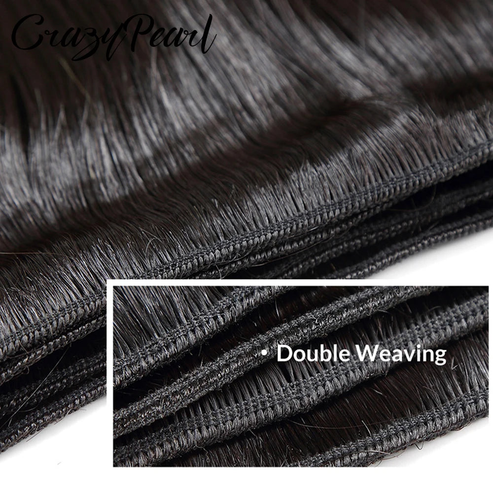 Straight Human Hair Bundles With Lace Frontal for Women