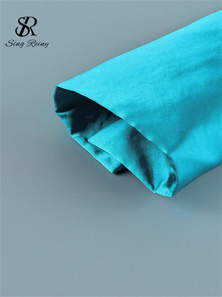 Slim Fit Satin Long Sleeve Button-Up Blouse for Women