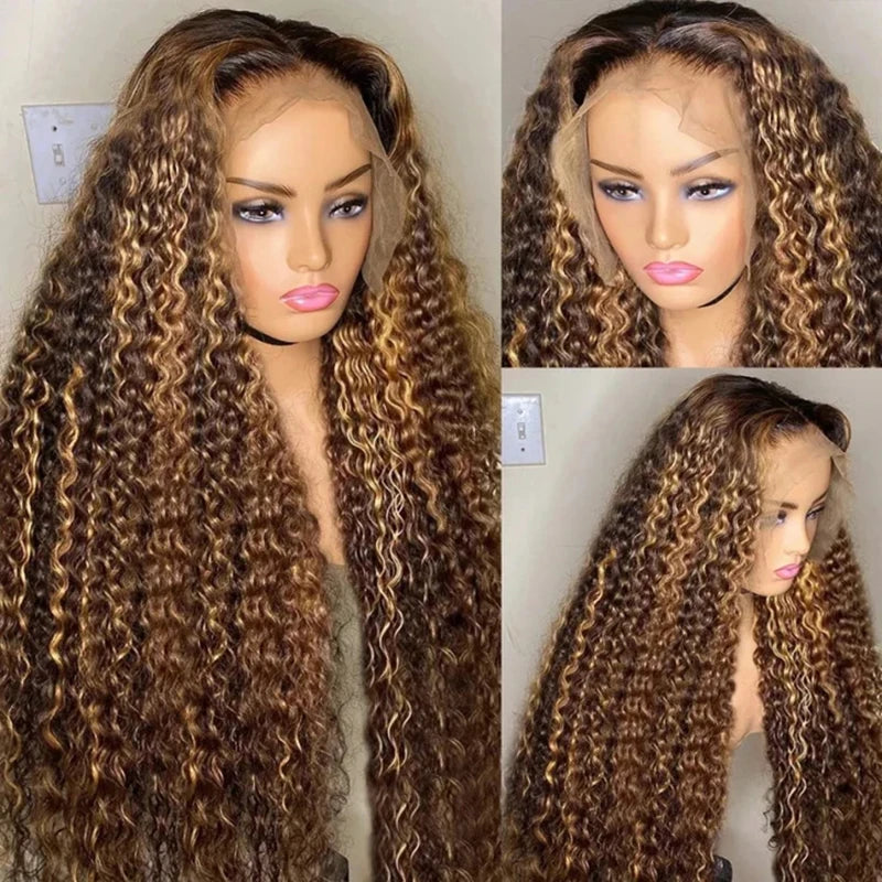 Ombre Honey Blonde Human Hair Lace Front Wig for Women