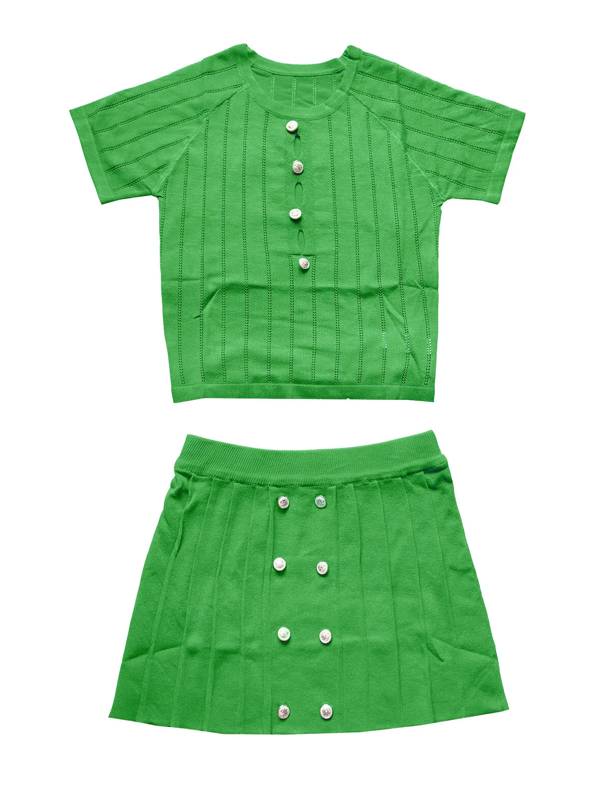 Casual Hollow Button Knit Two-Piece Beach Set for Women