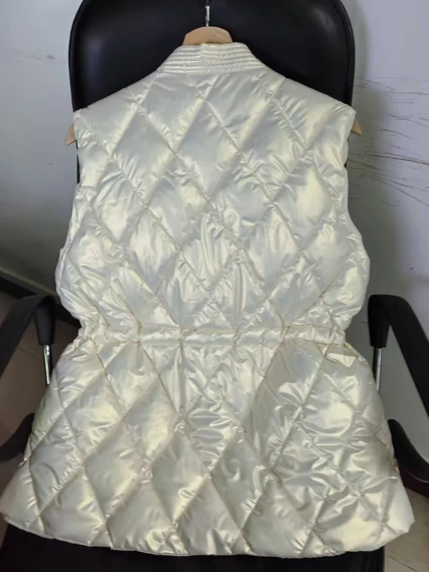 Real Photo Autumn Winter Cotton Padded Vest Jackets for Women Sleeveless Waistcoat Ladies Outwears Vest Jacket Woman Clothes