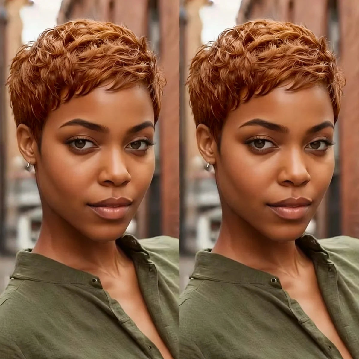 Short Pixie Cut  Human Hair Wig Full Machine-Made Remy Peruvian Hair for Everyday Natural Look Wig