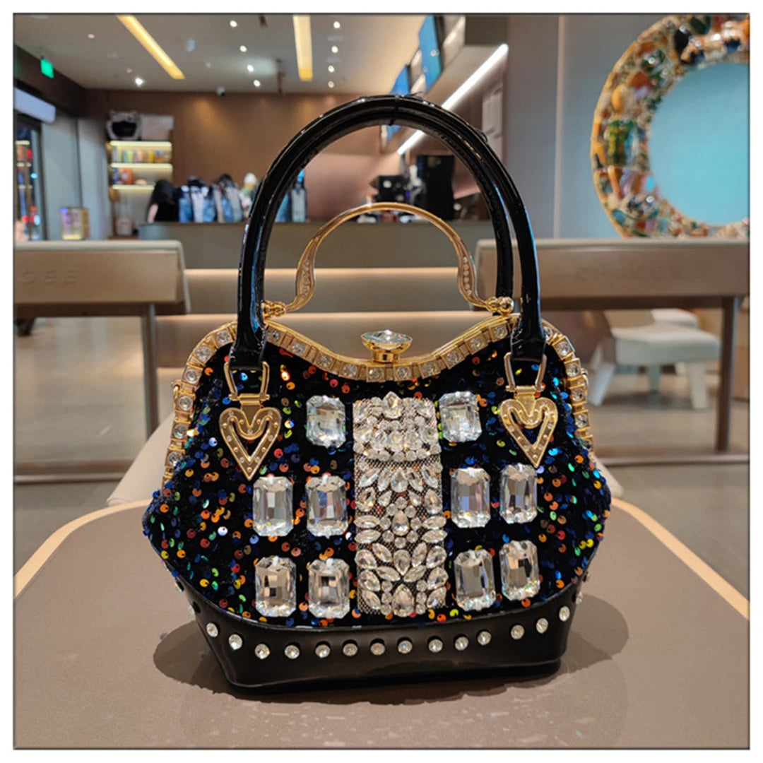 Crystal Sequin One Shoulder Crossbody Handbag for Women