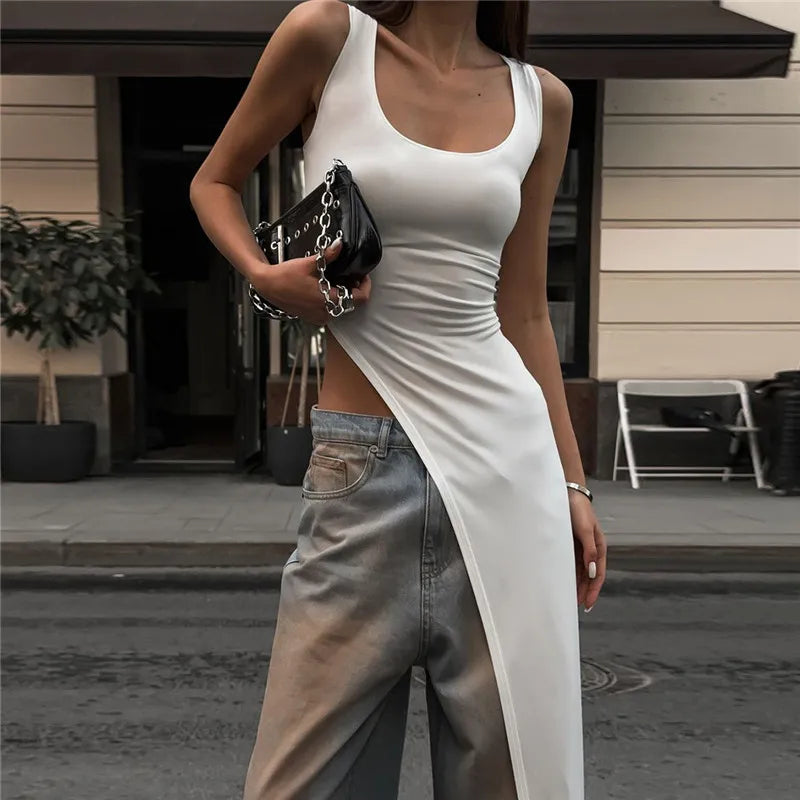 Elegant Asymmetrical High Slit Maxi Dress for Women