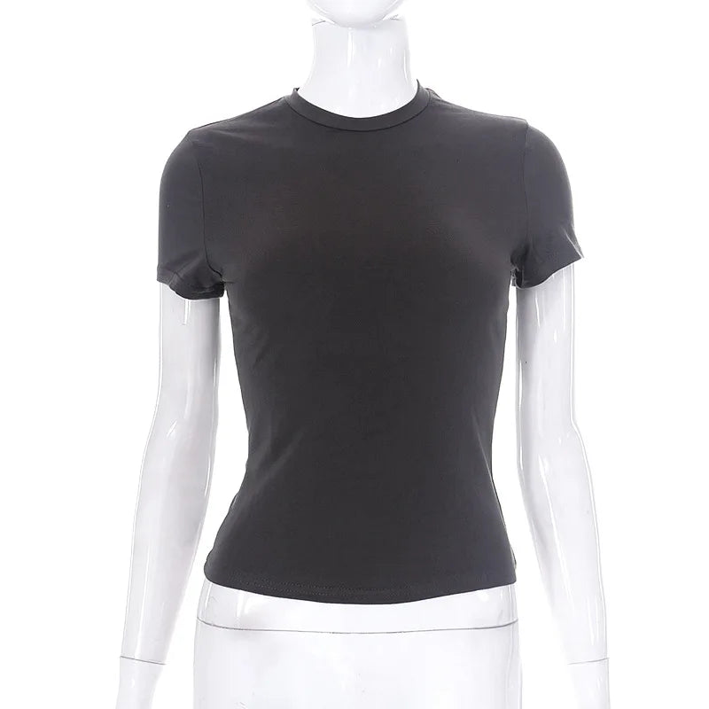 Casual Stretchy Short Sleeve O Neck T Shirt for Women