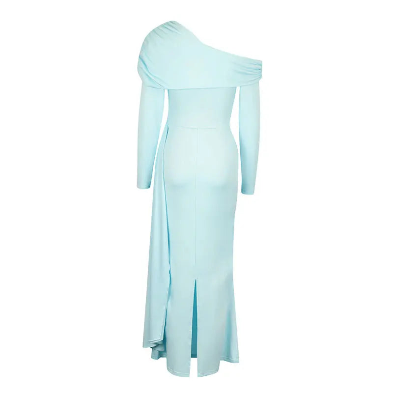 Women New Dresses Spring Streetwear Fashion Long Sleeves Split Maxi Dress Solid Sexy Female Casual Slim Dresses Knitted Clothing
