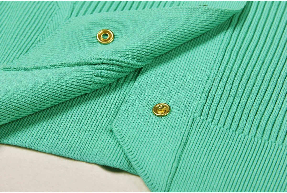 High-end Spring and Autumn New Fashion Women's Knitted Jacket Slim Elegant Commuter Knitted Top Cardigan Hidden Button Sweater