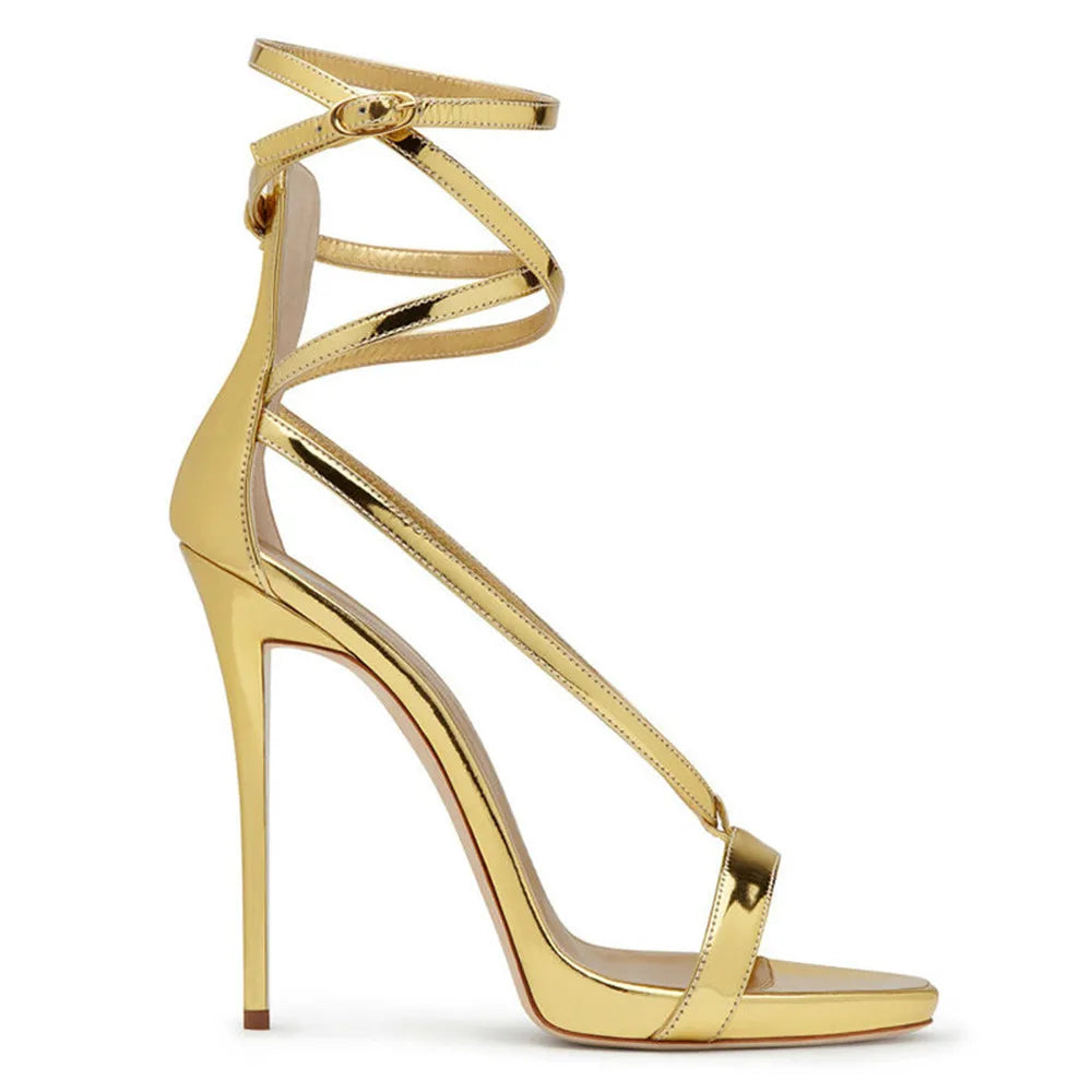Rhinestone Patent Leather Thin High Heels for Women