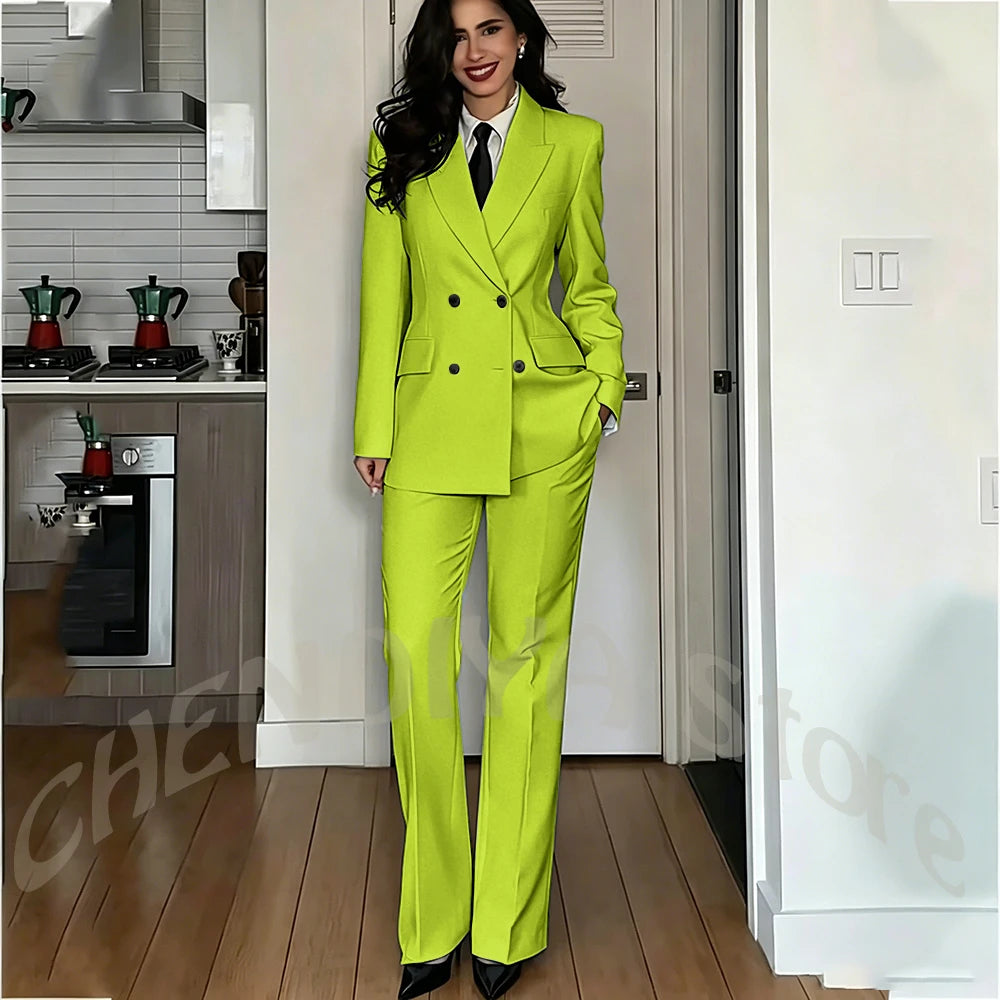 Modern Lady Pure White Suit Double Breasted Peak Lapel Casual Chic Women Suit Formal Dinner Party Business Office Outfit Costume