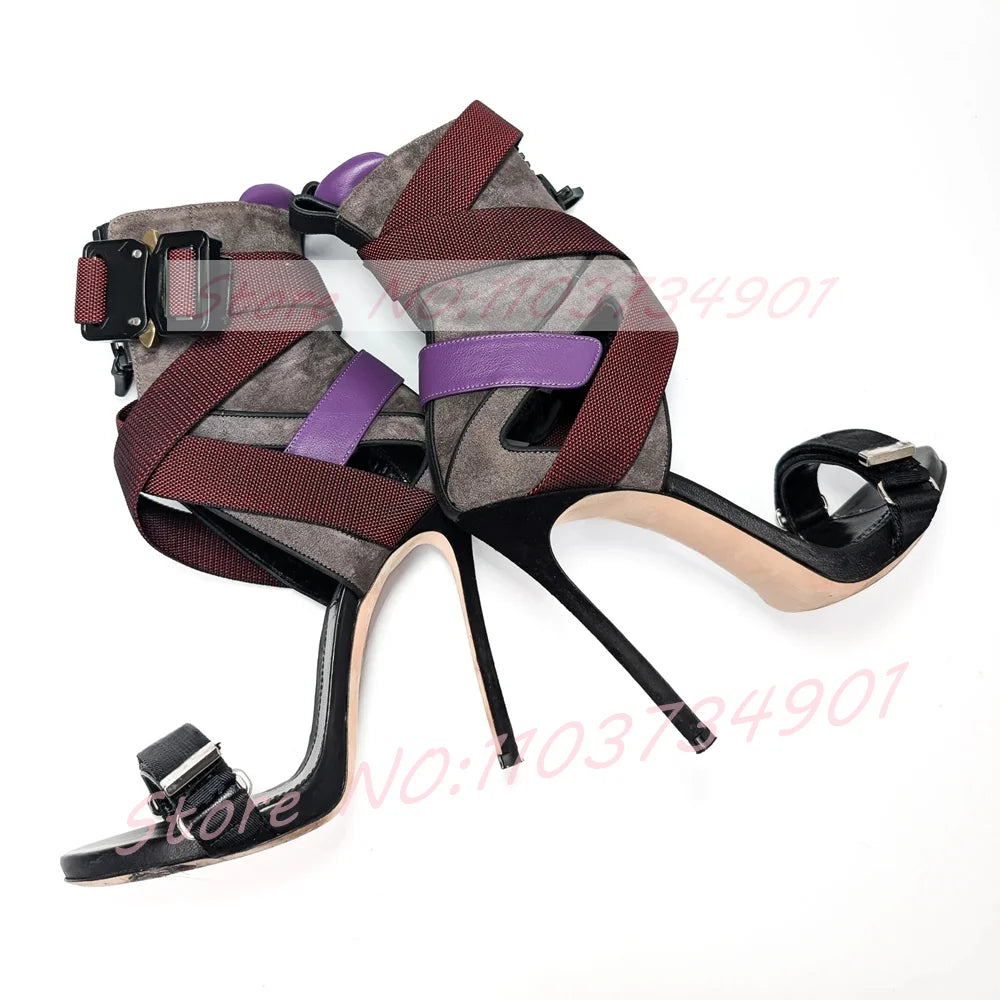 Multi Color Ankle Strap High Heel Sandals For Women