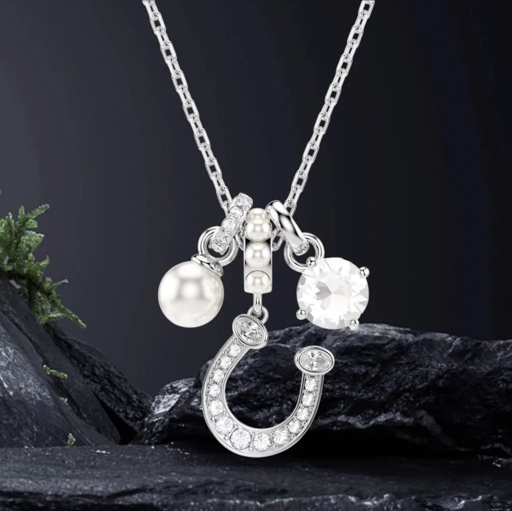 Elegant Silver Crystal Necklace and Earring Set for Women