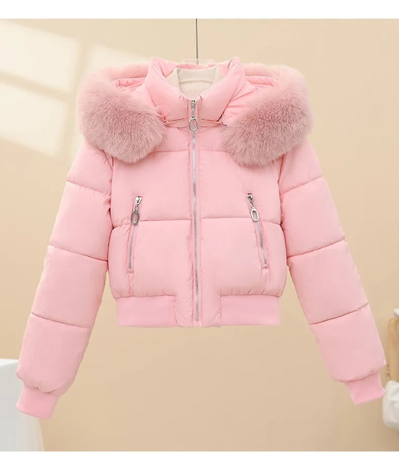 Warm Hooded Cotton Padded Winter Parka Coat for Women