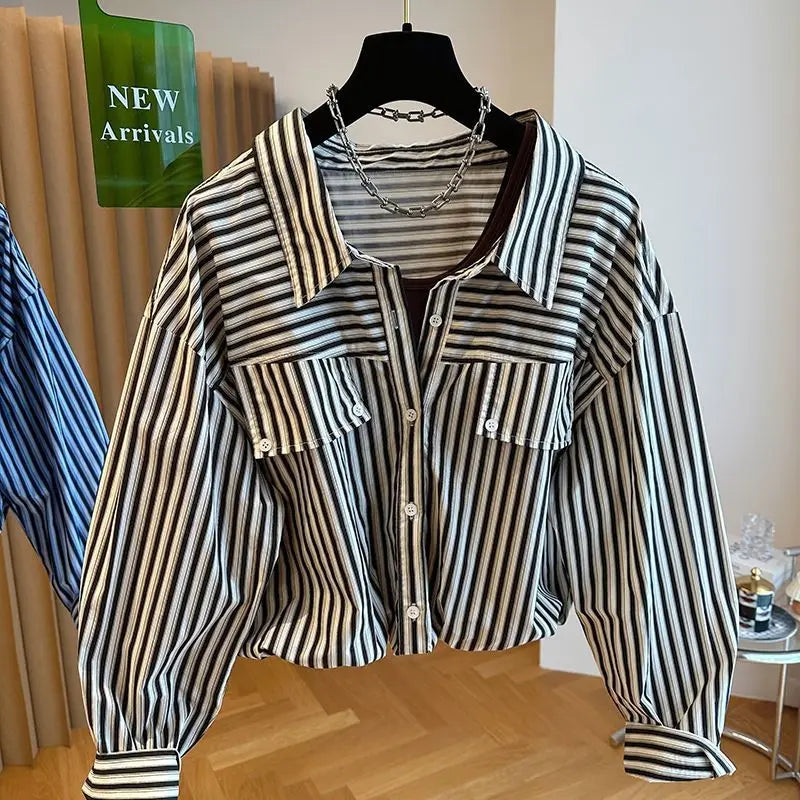 Loose Striped Spliced Lightweight Polyester Tank Top for Women