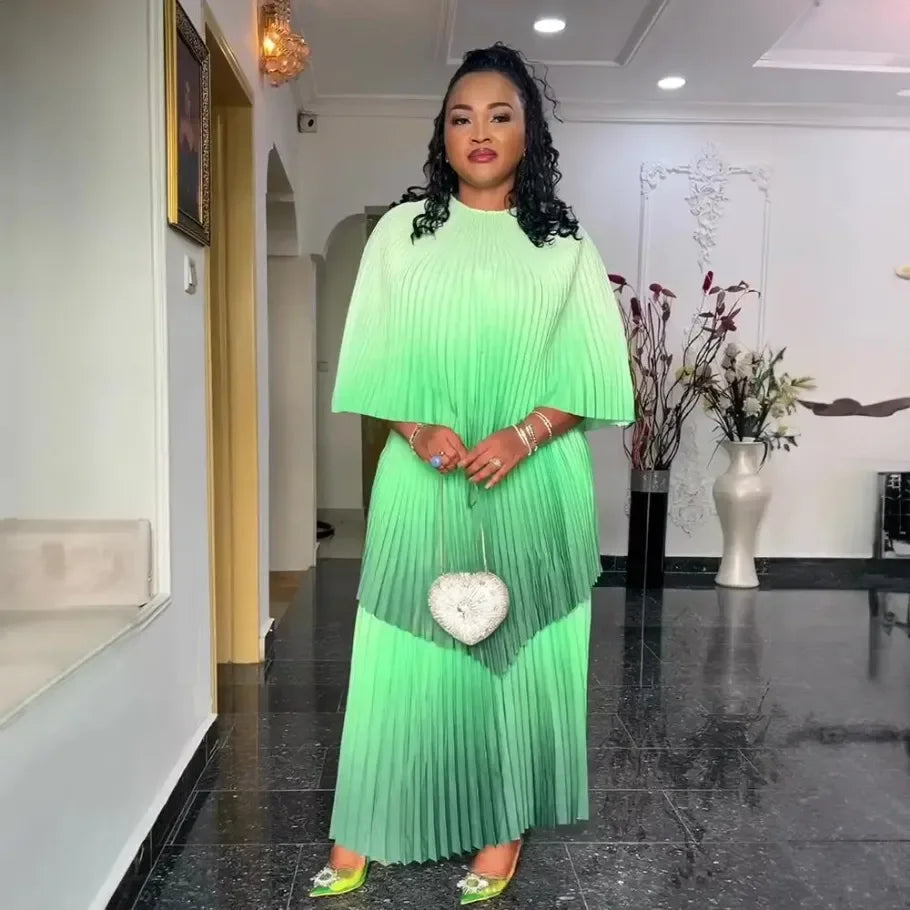 Elegant Pleated African Dress