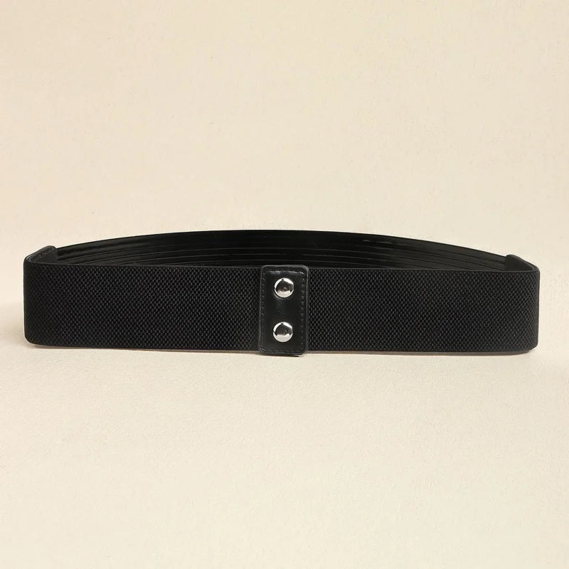 Pearl Embellished Wide Elastic Waist Belt for Women