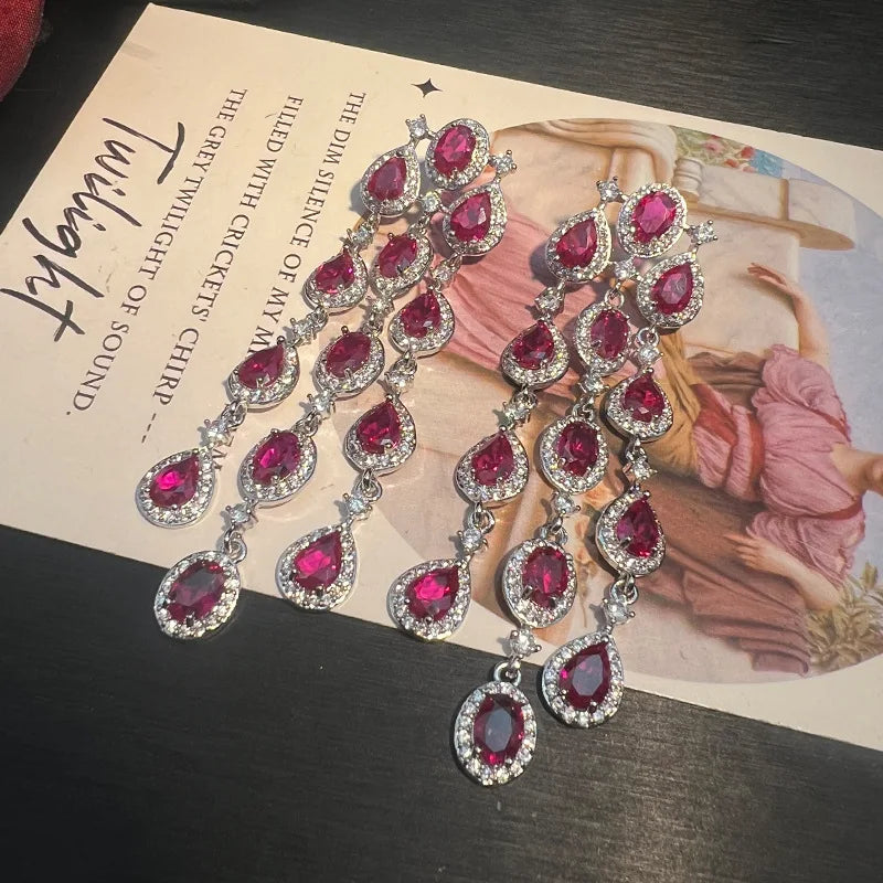 Zircon Tassel Necklace and Bracelet Set for Women